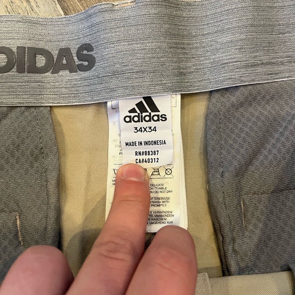 Adidas Pants‎ Men 34x34 Beige Khaki Straight Golf Flat Front Outdoor Climalite - Picture 3 of 6